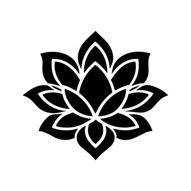 Beyaz arkaplan ve vektör simgesinde gül silueti logosu izole edildi