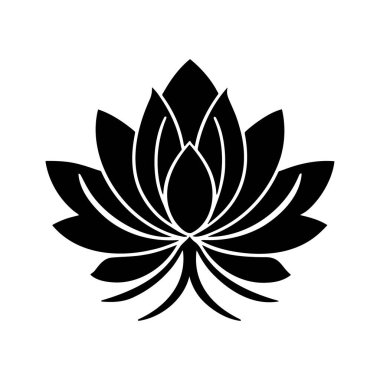 Beyaz arkaplan ve vektör simgesinde gül silueti logosu izole edildi