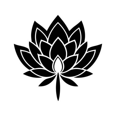 Beyaz arkaplan ve vektör simgesinde gül silueti logosu izole edildi