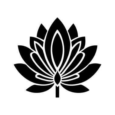 Beyaz arkaplan ve vektör simgesinde gül silueti logosu izole edildi