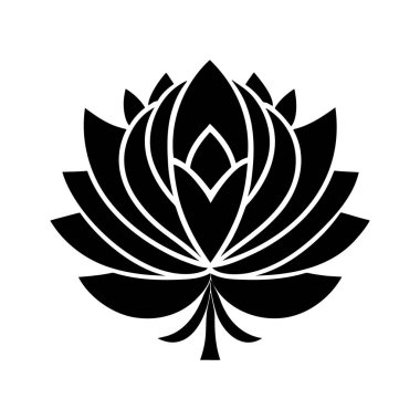 Beyaz arkaplan ve vektör simgesinde gül silueti logosu izole edildi