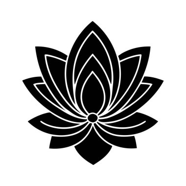 Beyaz arkaplan ve vektör simgesinde gül silueti logosu izole edildi