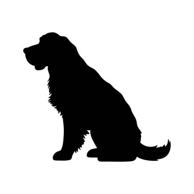 Beyaz arkaplan ve vektör simgesinde köpek silueti logosu izole edildi