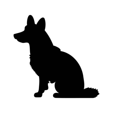 Beyaz arkaplan ve vektör simgesinde köpek silueti logosu izole edildi