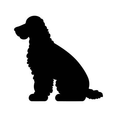 Beyaz arkaplan ve vektör simgesinde köpek silueti logosu izole edildi