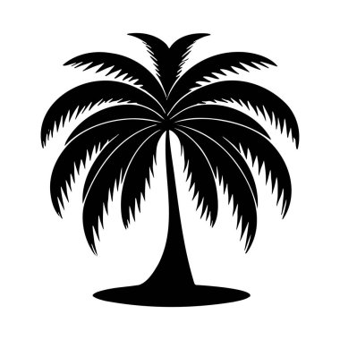 Beyaz arkaplanda izole edilmiş palmiye ağacı silueti logosu, vektör simgesi