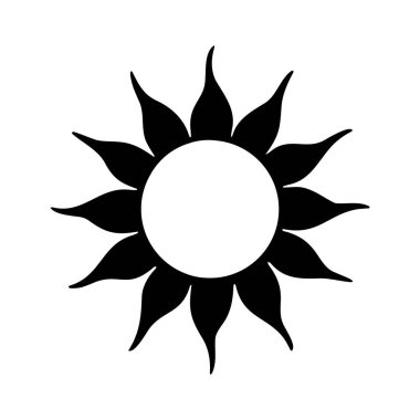 Beyaz arkaplanda izole edilmiş güneş silueti logosu, vektör simgesi