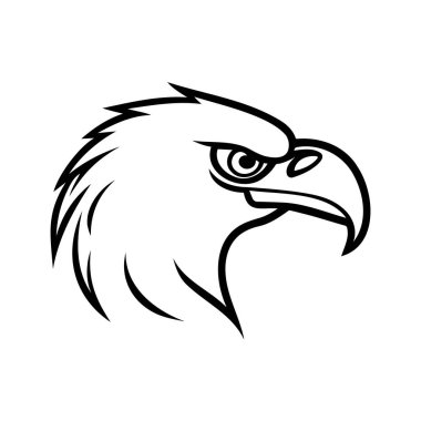 Kartal başlı siyah-beyaz vektör ikonu. Logo, amblem veya rozet tasarımı için şablon