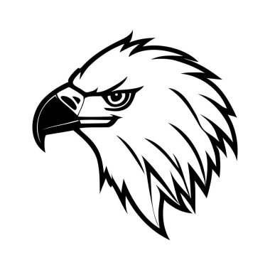 Kartal başlı siyah-beyaz vektör ikonu. Logo, amblem veya rozet tasarımı için şablon