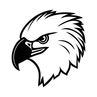 Kartal başlı siyah-beyaz vektör ikonu. Logo, amblem veya rozet tasarımı için şablon