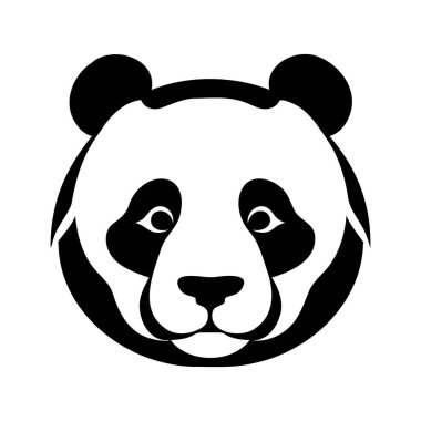 Panda siyah-beyaz vektör ikonu. Logo, amblem veya rozet tasarımı için şablon