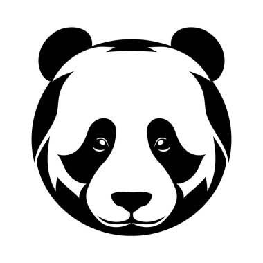 Panda siyah-beyaz vektör ikonu. Logo, amblem veya rozet tasarımı için şablon