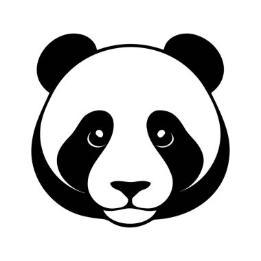 Panda siyah-beyaz vektör ikonu. Logo, amblem veya rozet tasarımı için şablon