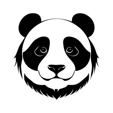 Panda siyah-beyaz vektör ikonu. Logo, amblem veya rozet tasarımı için şablon