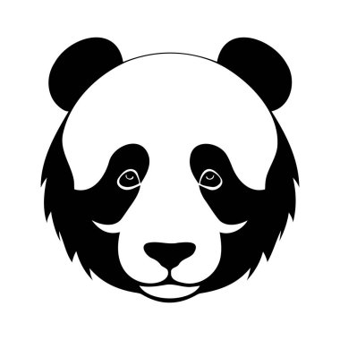 Panda siyah-beyaz vektör ikonu. Logo, amblem veya rozet tasarımı için şablon