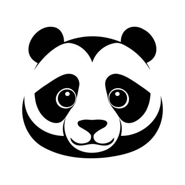 Panda siyah-beyaz vektör ikonu. Logo, amblem veya rozet tasarımı için şablon