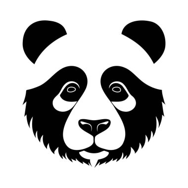 Panda siyah-beyaz vektör ikonu. Logo, amblem veya rozet tasarımı için şablon