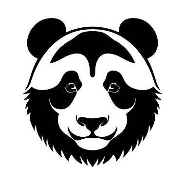 Panda siyah-beyaz vektör ikonu. Logo, amblem veya rozet tasarımı için şablon