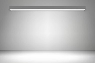 Sahne ışıklarıyla boş bir stüdyo odası. Görüntü veya tasarım ürünü için şablon