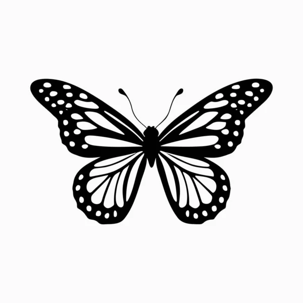 Silueta Mariposa Ilustración Vectorial Monocromática Sobre Fondo Blanco — Archivo Imágenes Vectoriales