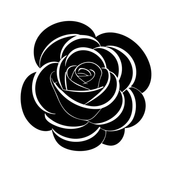 Rose Blume Silhouette Logo Isoliert Auf Weißem Hintergrund Vektor Symbol — Stockvektor