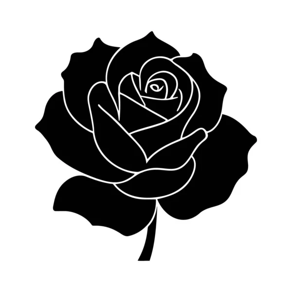Rose Flower Silhouette Logo Isolated White Background Vector Icon — Stock Vector