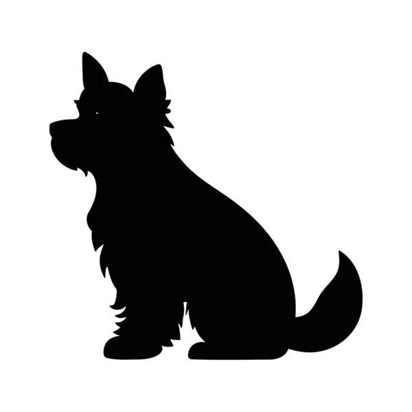 白い背景に隔離された犬のシルエットのロゴ ベクトルアイコン — ストックベクタ
