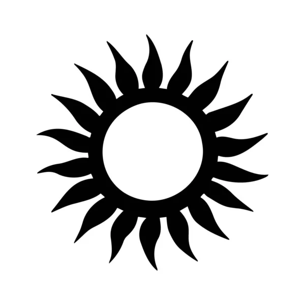 Sun Silhuett Logotyp Isolerad Vit Bakgrund Vektor Ikon — Stock vektor