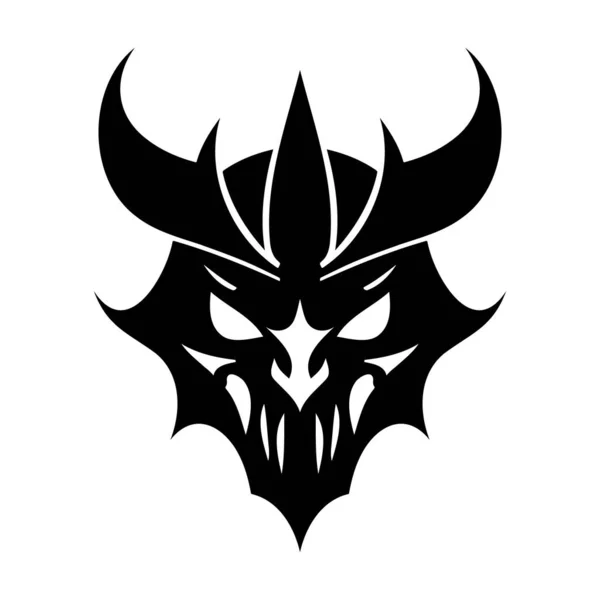 Tête Diable Icône Vectorielle Noir Blanc Modèle Logo Emblème Badge — Image vectorielle