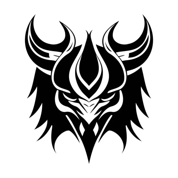 Teufelskopf Schwarz Weißes Vektorsymbol Vorlage Für Logo Emblem Oder Badge — Stockvektor