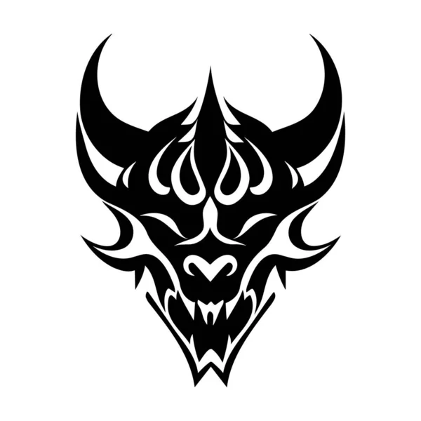 Чорно Білий Векторний Значок Голови Диявола Шаблон Логотипу Емблеми Або — стоковий вектор