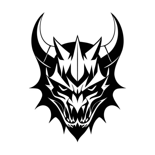 Черно Белая Векторная Икона Головы Дьявола Шаблон Логотипа Эмблемы Значка — стоковый вектор