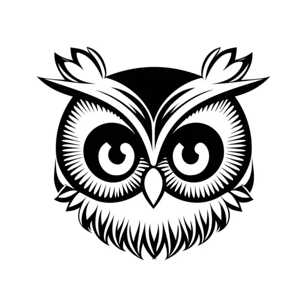 stock vector Owl head black and white vector icon. Template for logo, emblem or badge design