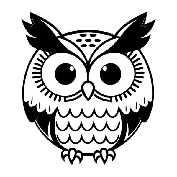 Eulenkopf Schwarz Weißes Vektorsymbol Vorlage Für Logo Emblem Oder Badge — Stockvektor