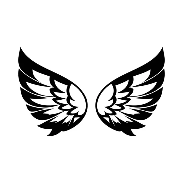 Ailes Icône Vectorielle Noir Blanc Modèle Logo Emblème Badge — Image vectorielle