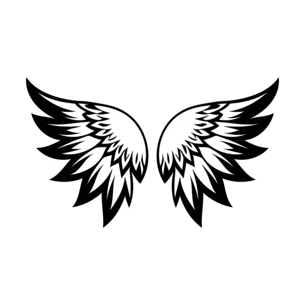 Icona Vettoriale Bianco Nero Delle Ali Modello Logo Emblema Disegno — Vettoriale Stock