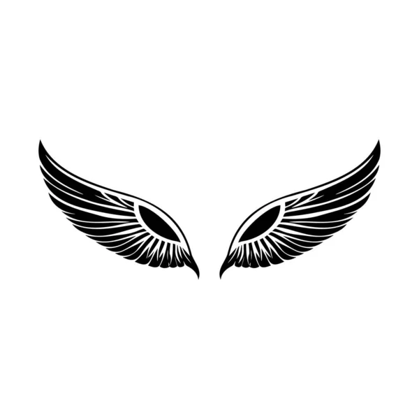 Φτερά Ασπρόμαυρο Διανυσματικό Εικονίδιο Πρότυπο Για Λογότυπο Έμβλημα Σχέδιο Σήματος — Διανυσματικό Αρχείο