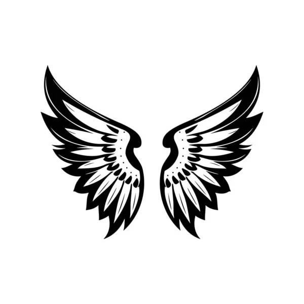 Skrzydła Czarno Biała Ikona Wektora Wzór Logo Godła Lub Odznaki — Wektor stockowy