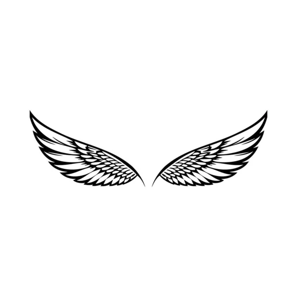 Wings Icono Vector Blanco Negro Plantilla Para Diseño Logotipo Emblema — Archivo Imágenes Vectoriales