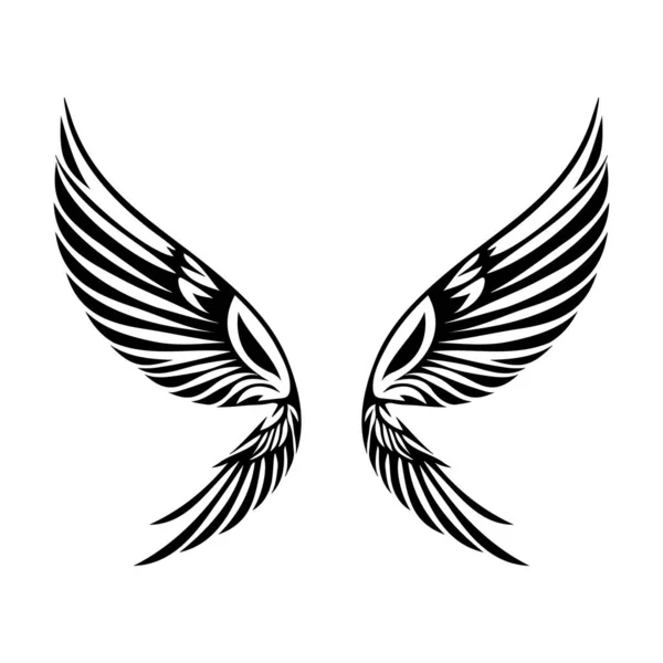 Крылья Черно Белый Векторный Значок Шаблон Логотипа Эмблемы Значка — стоковый вектор