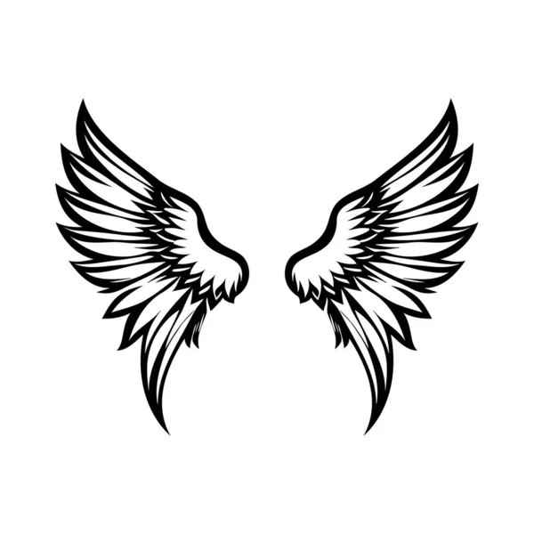 Skrzydła Czarno Biała Ikona Wektora Wzór Logo Godła Lub Odznaki — Wektor stockowy