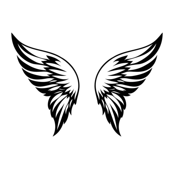 Ailes Icône Vectorielle Noir Blanc Modèle Logo Emblème Badge — Image vectorielle