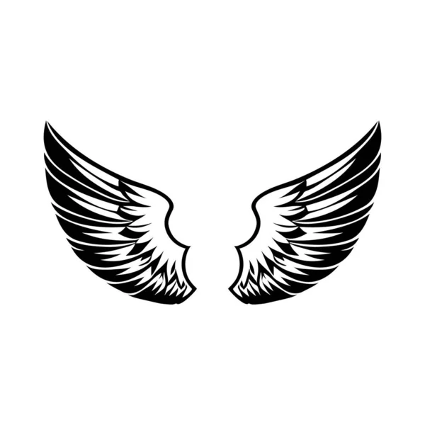 Flügel Schwarz Weißes Vektorsymbol Vorlage Für Logo Emblem Oder Badge — Stockvektor