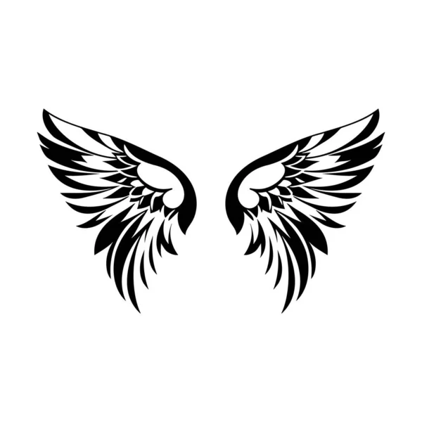 Icona Vettoriale Bianco Nero Delle Ali Modello Logo Emblema Disegno — Vettoriale Stock