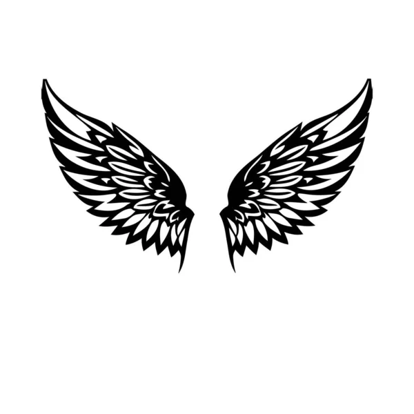 Vleugels Zwart Wit Vector Icoon Model Voor Logo Embleem Badge — Stockvector