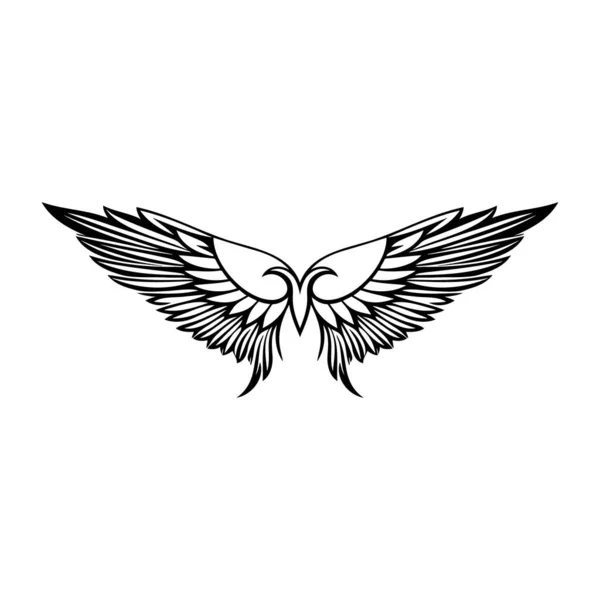 Φτερά Ασπρόμαυρο Διανυσματικό Εικονίδιο Πρότυπο Για Λογότυπο Έμβλημα Σχέδιο Σήματος — Διανυσματικό Αρχείο
