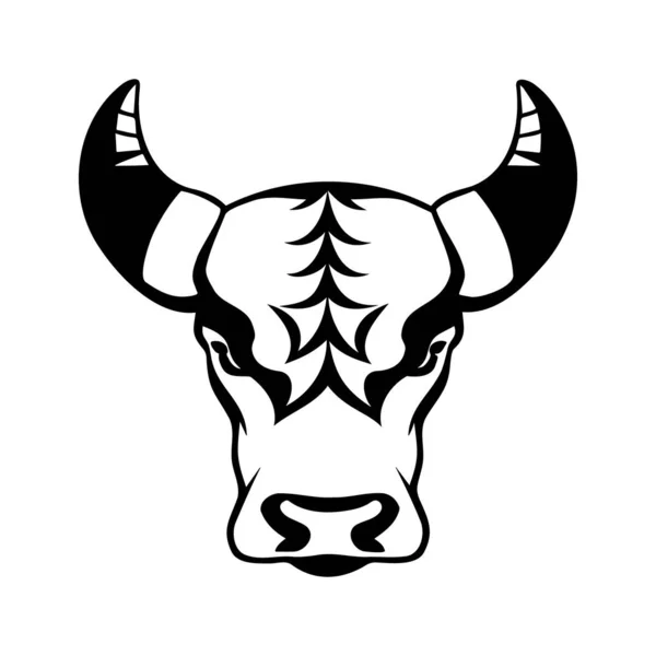 Toro Cabeza Negro Blanco Icono Vectores Plantilla Para Diseño Logotipo — Vector de stock