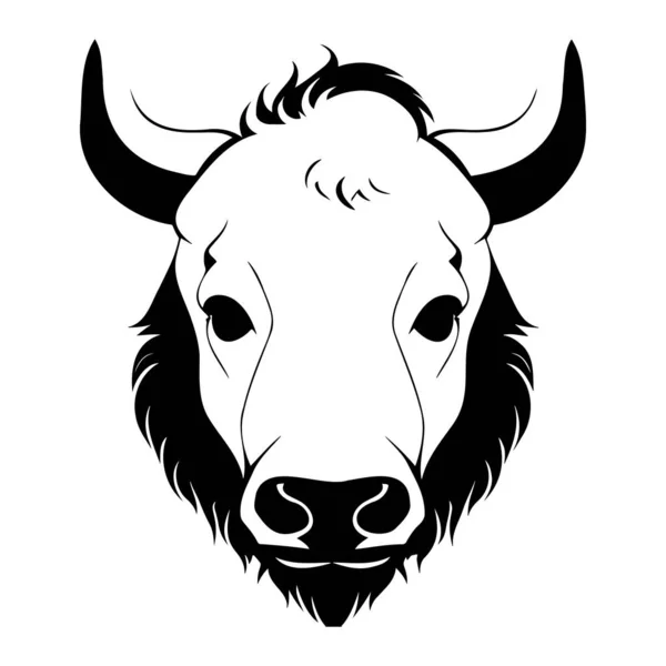 Bullhead Svart Och Vit Vektor Ikon Mall För Logotyp Emblem — Stock vektor