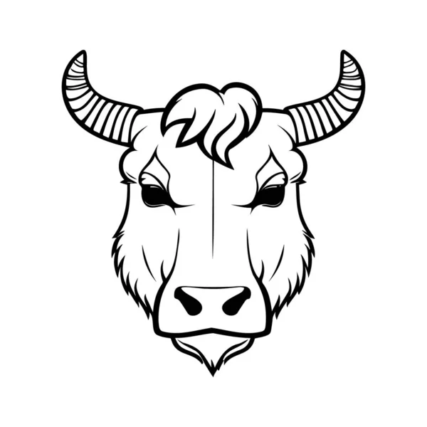 Bull Hoofd Zwart Wit Vector Icoon Model Voor Logo Embleem — Stockvector
