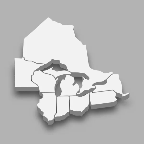 Carte Isométrique Région Des Grands Lacs Isolée Avec Illustration Vectorielle — Image vectorielle